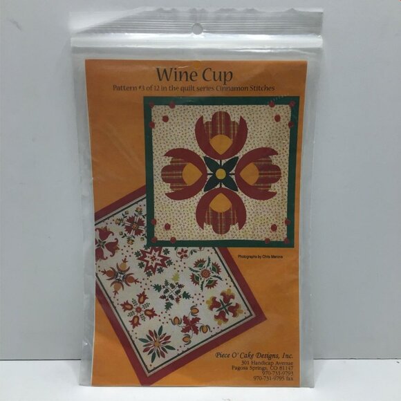 Piece O Cake Designs Wine Cup Quilt Sewing Pattern 3of12 Cinnamon Stitches - Picture 1 of 4